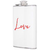 Stijlvolle Rode Calligrafie Witte Liefde Bruiloft Heupfles (Links)