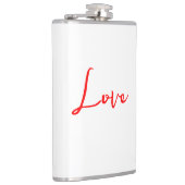 Stijlvolle Rode Calligrafie Witte Liefde Bruiloft Heupfles (Rechts)