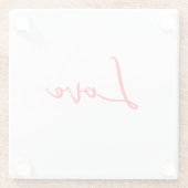 Stijlvolle Rode Calligrafie Witte Liefde Trouwdag Glazen Onderzetter (Achterkant)