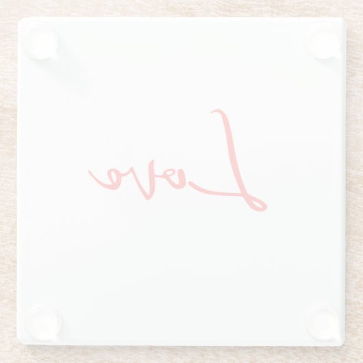 Stijlvolle Rode Calligrafie Witte Liefde Trouwdag Glazen Onderzetter (Achterkant)