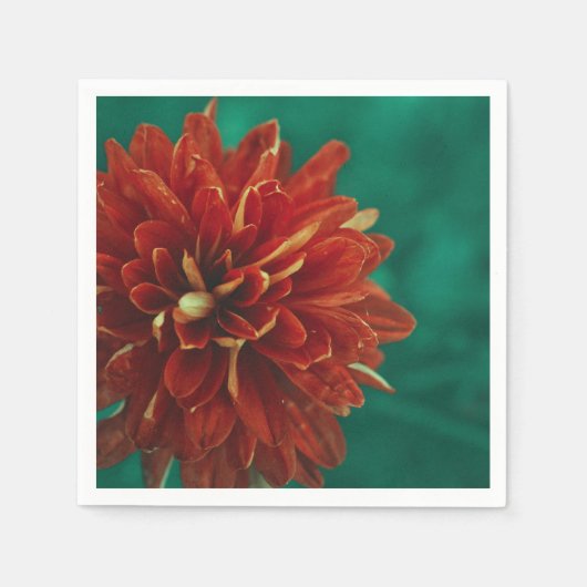 Stijlvolle rode chrysant bloem papier servet (Voorkant)