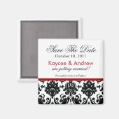 Stijlvolle rode damast bewaar de datummagneet magneet (Voorkant / Achterkant)