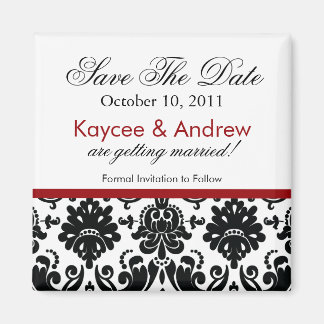 Stijlvolle rode damast bewaar de datummagneet magneet