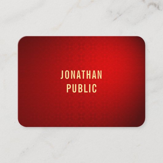 Stijlvolle rode damast gouden tekst professionele  visitekaartje (Voorkant)