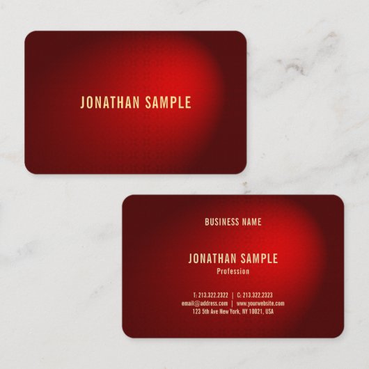 Stijlvolle rode damast gouden tekst Sjabloon chiqu Visitekaartje (Voorkant / Achterkant)