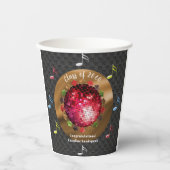 Stijlvolle rode discobal afstudeerfeest papieren bekers (Voorkant)