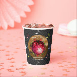 Stijlvolle rode discobal eindexamenfeest papieren bekers<br><div class="desc">Stijlvolle discobal voor je eindexamenfeest met een rode discobal met kleurrijke eindexamenmutsen en kleurrijke muzieknoten.</div>