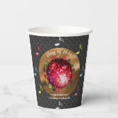 Stijlvolle rode discobal eindexamenfeest papieren bekers (Achterkant)