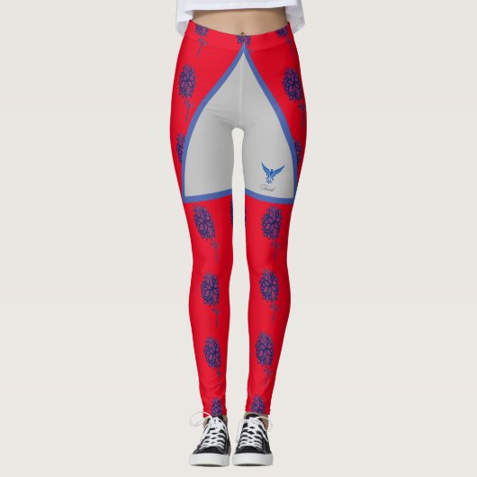 Stijlvolle rode en blauwe adelaar Modern design Le Leggings (Voorkant)