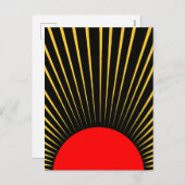 Stijlvolle rode en gele zonnestralen feestdagenkaart (Voorkant / Achterkant)