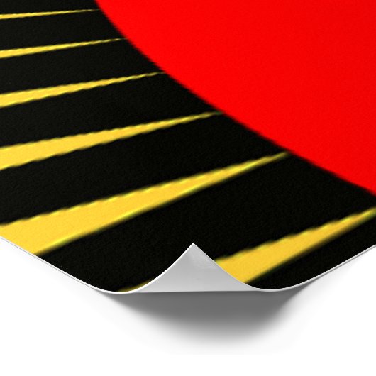 Stijlvolle rode en gele zonnestralen poster (Hoek)