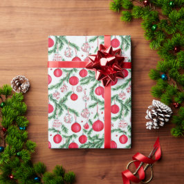 Stijlvolle rode en groene kerstwaterverf cadeaupapier