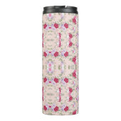 Stijlvolle rode en paarse bloemenprint op blush pi thermosbeker (Achterkant)