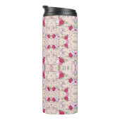 Stijlvolle rode en paarse bloemenprint op blush pi thermosbeker (Geroteerd rechts)