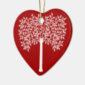 Stijlvolle rode en witte boom keramisch ornament (Links)