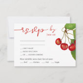 Stijlvolle rode en witte kersen bruiloft RSVP kaartje (Voorkant)