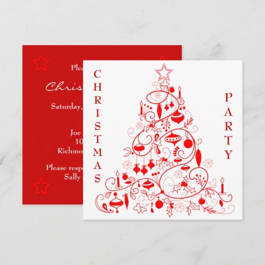 Stijlvolle Rode en Witte Kerst Kaart (Voorkant / Achterkant)