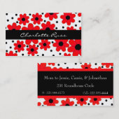 Stijlvolle rode en zwarte bloemen - Aangepaste mam Contactkaartje (Voorkant / Achterkant)