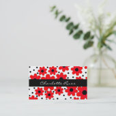Stijlvolle rode en zwarte bloemen - Aangepaste mam Contactkaartje (Staand voorkant)