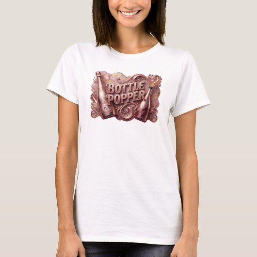 Stijlvolle Rode FLESOPENER Tekst Design T-shirt (Voorkant)