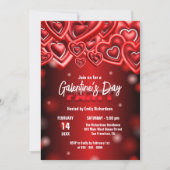 Stijlvolle rode glanzende harten Galentine's Day P Kaart (Voorkant)