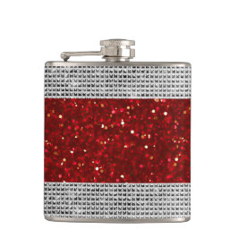 Stijlvolle rode glinster vloeistof vinyl verpakte  heupfles