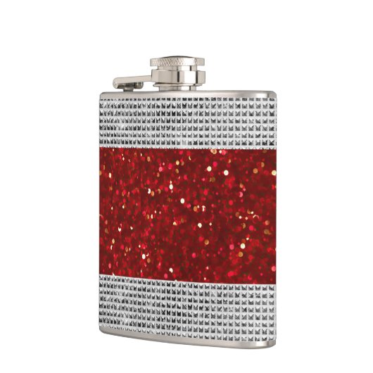Stijlvolle rode glitters drank vinyl omwikkelde fl heupfles (Links)