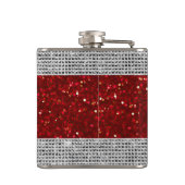 Stijlvolle rode glitters drankfles in vinyl wrap heupfles (Achterkant)