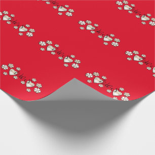 Stijlvolle rode harten bloemen gepersonaliseerd cadeaupapier