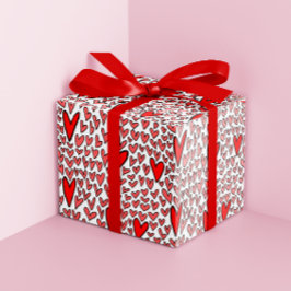 Stijlvolle rode harten patroon Valentijnse Cadeaupapier