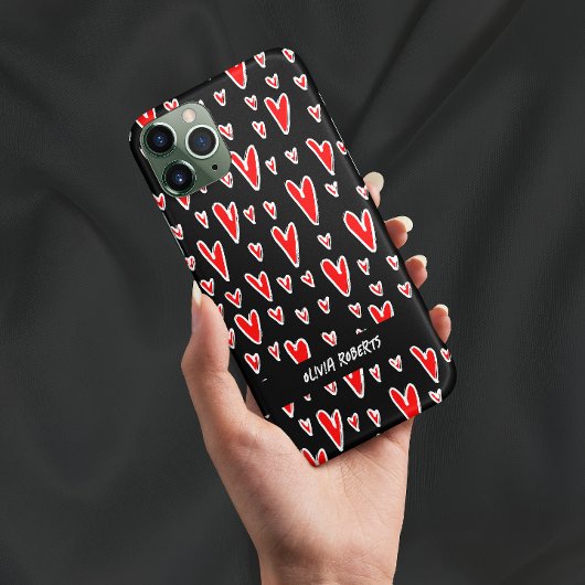 Stijlvolle rode harten Valentijnsdag gepersonalise Case-Mate iPhone Case