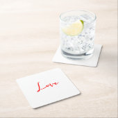 Stijlvolle rode kalligrafie witte liefde bruiloft kartonnen onderzetters (Insitu)