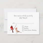 Stijlvolle rode kardinalen bruiloft RSVP Kaart (Voorkant)