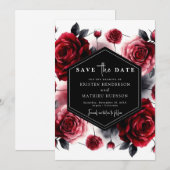 Stijlvolle rode karmozijnrode bruiloft save the date (Voorkant / Achterkant)