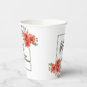 Stijlvolle rode klaproos Flora 50ste verjaardag Papieren Bekers (Links)