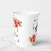 Stijlvolle rode klaproos Flora 50ste verjaardag Papieren Bekers (Rechts)