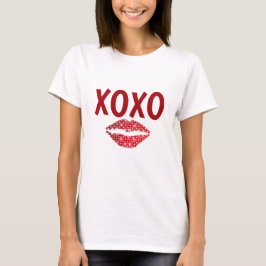 Stijlvolle rode kleur Lip XOXO T-shirt