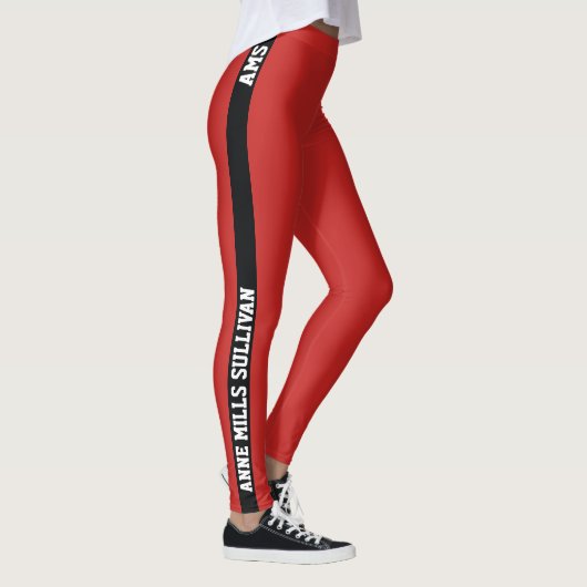 Stijlvolle rode legging met naam en initialen (Rechts)
