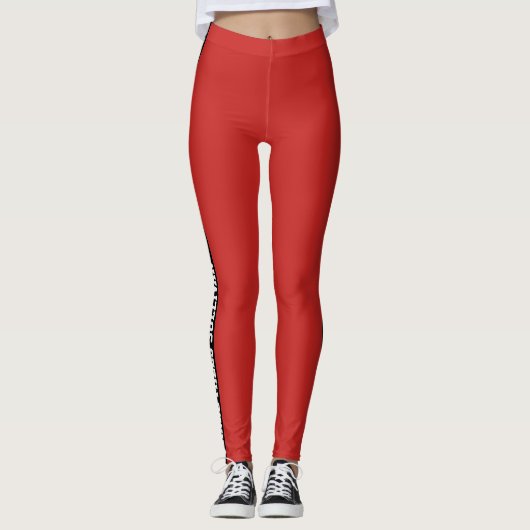 Stijlvolle rode Leggings met naam en Initialen (Voorkant)