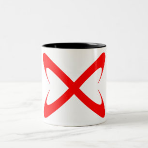 Stijlvolle rode letter X monogram Tweekleurige Koffiemok