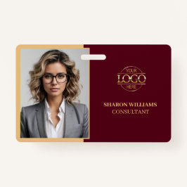 Stijlvolle rode minimalistische bedrijfsmedewerker badge