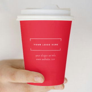 Stijlvolle rode minimalistische Business Logo Corp Papieren Bekers