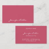 Stijlvolle Rode Modern Handgeschreven Naam Profess Visitekaartje (Voorkant / Achterkant)