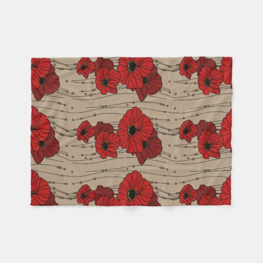 Stijlvolle rode papaver fleece deken (Voorkant (Horizontaal))
