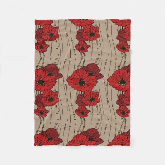Stijlvolle rode papaver fleece deken (Voorkant)