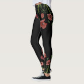 Stijlvolle rode papaverbloem gevlekt leggings (Links)