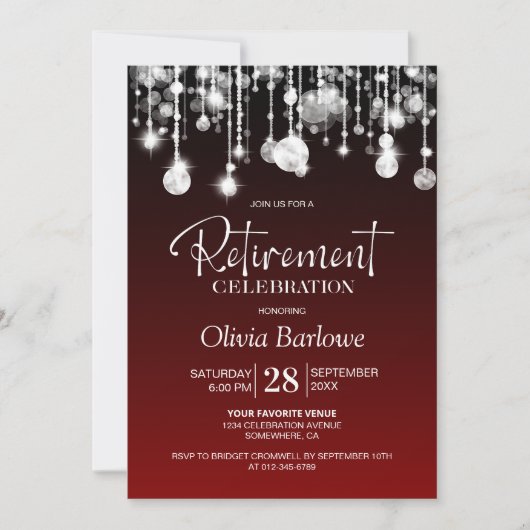 Stijlvolle rode pensioenpartij kaart (Voorkant)