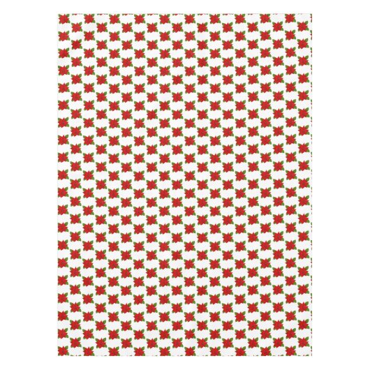 Stijlvolle Rode Poinsettia-bloemen op wit Tafelkleed (Voorkant)