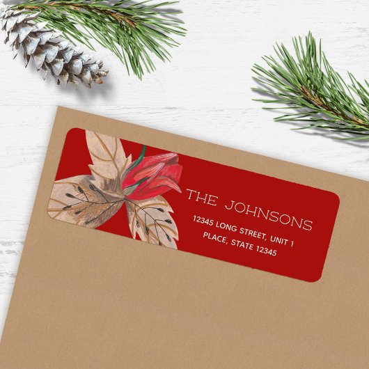 Stijlvolle rode roos Bloemrijke Holiday Kerstmis Etiket