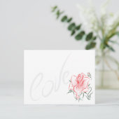 Stijlvolle Rode Roos en Liefde Briefkaart (Staand voorkant)